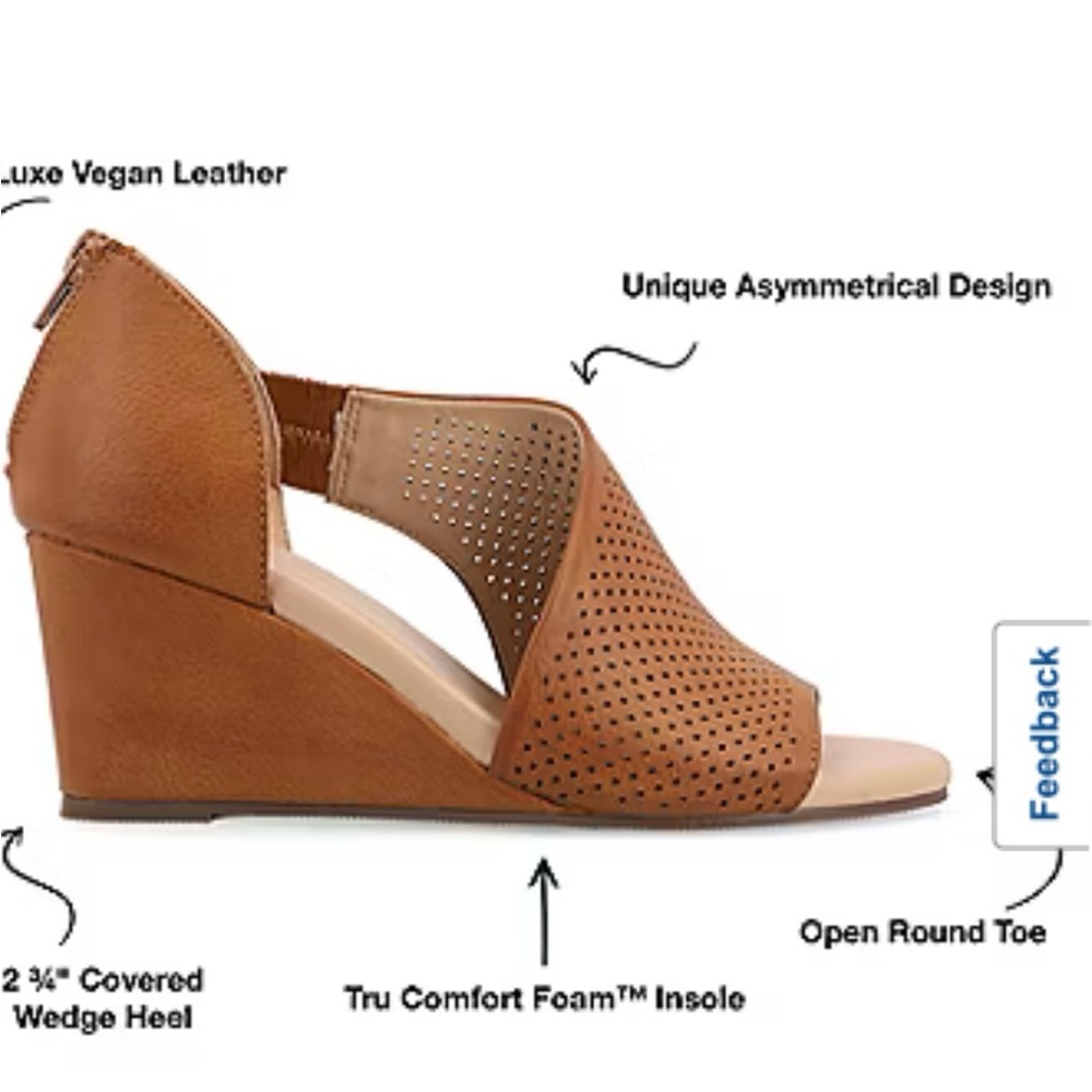 Aretha Wedge Sandals from Journee Collection - Cognac